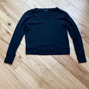 Athleta Black Long Sleeve V-Neck Top